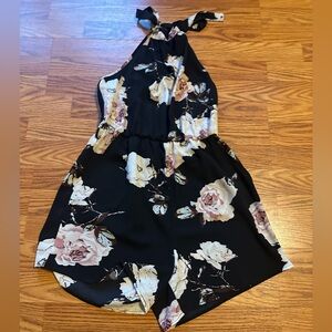 SHEIN Black Floral Jumpsuit